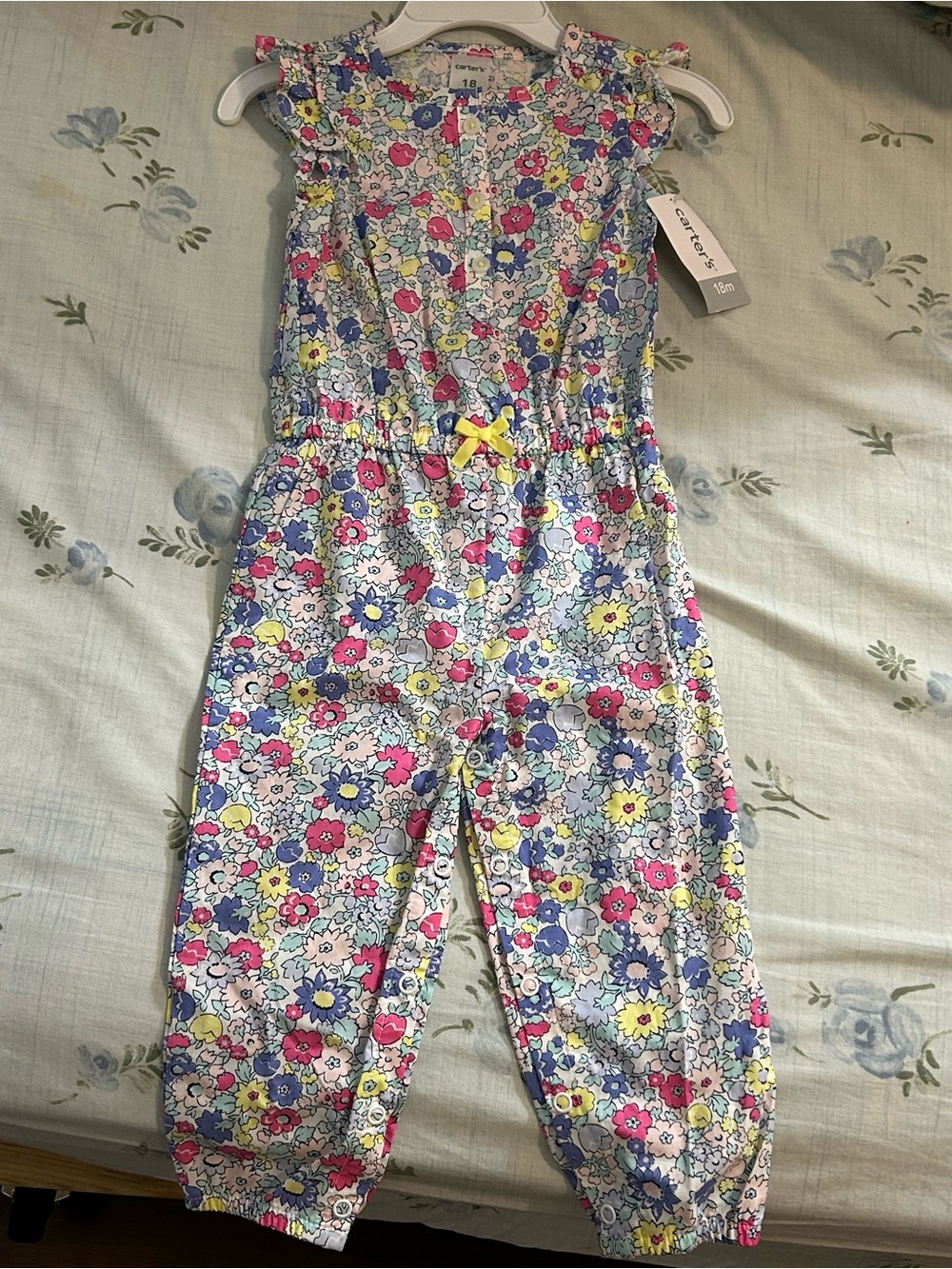 NWT Carter's Floral Sleeveless Jumpsuit in Pink, Blue & Yellow- 18M